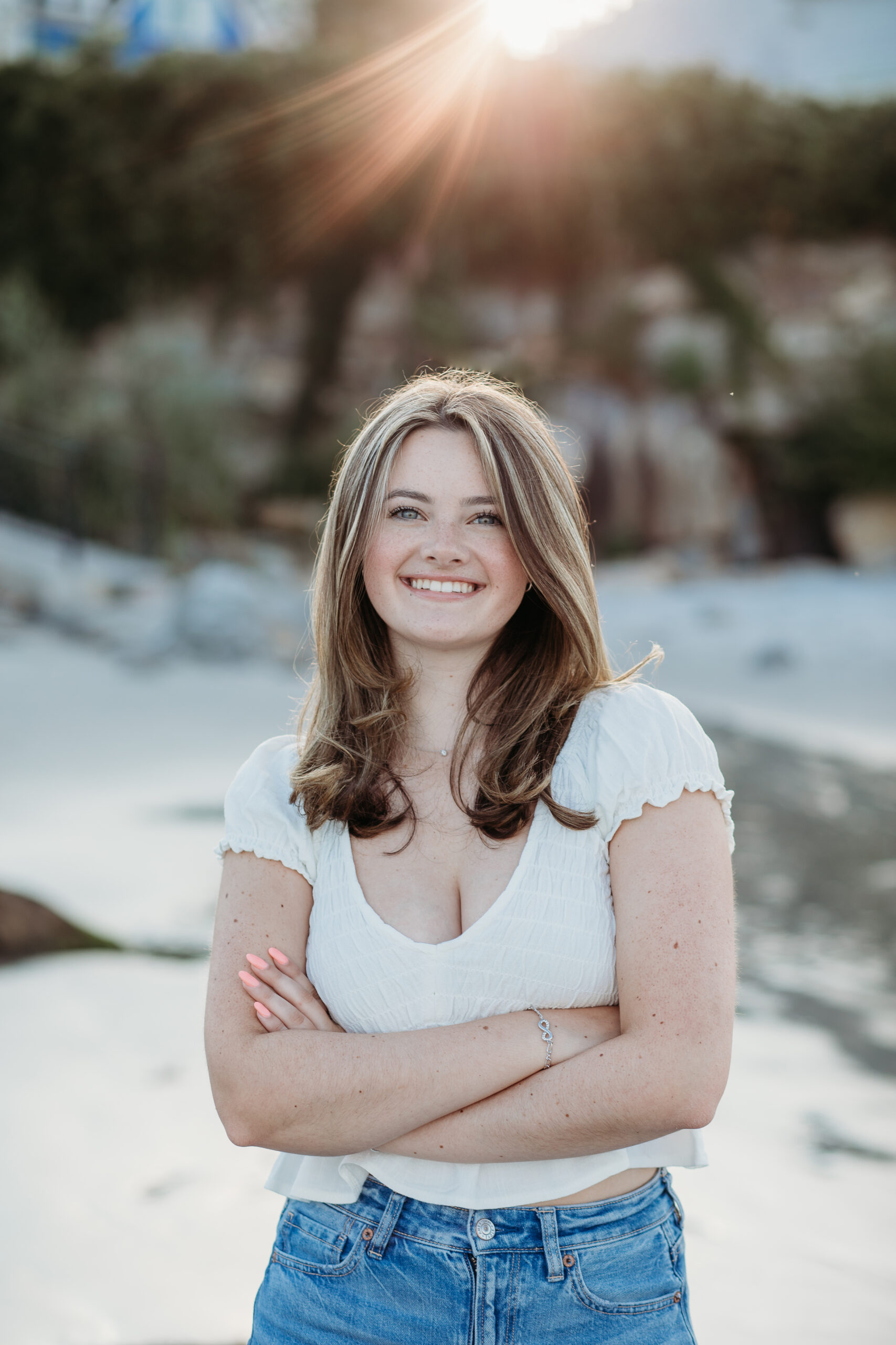 High school senior beach photos North Shore MA golden hour